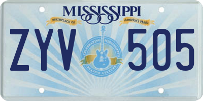 MS license plate ZYV505