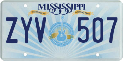 MS license plate ZYV507