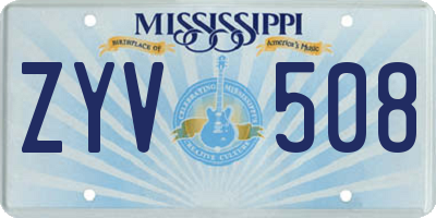 MS license plate ZYV508