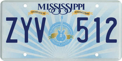 MS license plate ZYV512