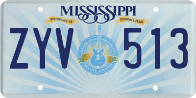 MS license plate ZYV513