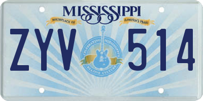 MS license plate ZYV514
