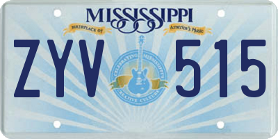 MS license plate ZYV515