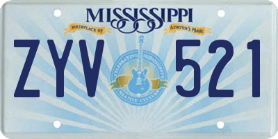 MS license plate ZYV521