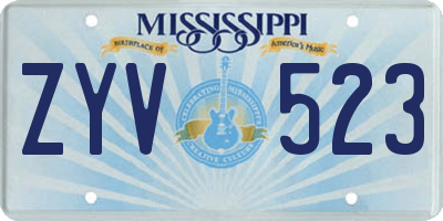 MS license plate ZYV523