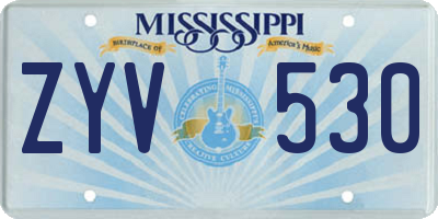 MS license plate ZYV530