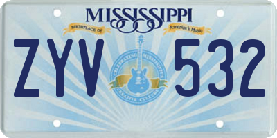 MS license plate ZYV532