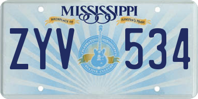 MS license plate ZYV534