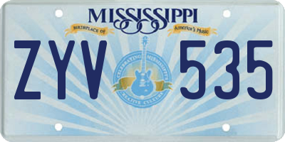 MS license plate ZYV535