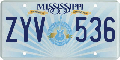 MS license plate ZYV536