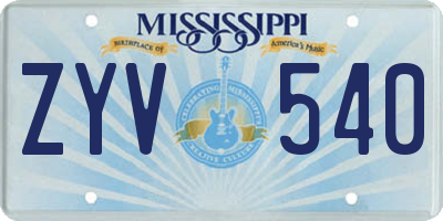 MS license plate ZYV540