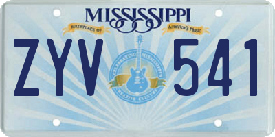 MS license plate ZYV541