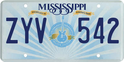 MS license plate ZYV542