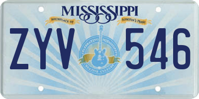 MS license plate ZYV546