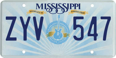MS license plate ZYV547