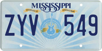 MS license plate ZYV549