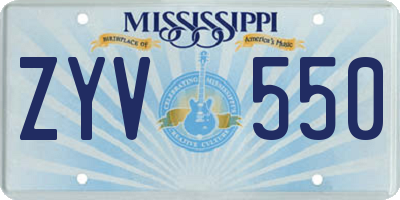 MS license plate ZYV550