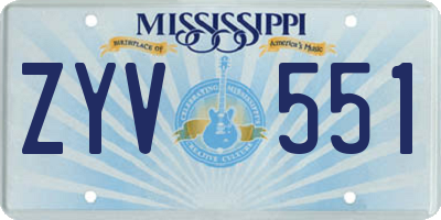 MS license plate ZYV551