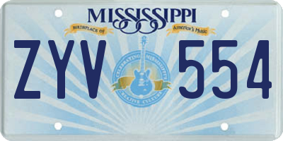 MS license plate ZYV554