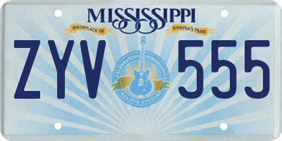 MS license plate ZYV555