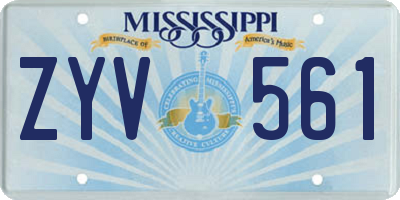 MS license plate ZYV561