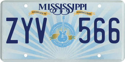 MS license plate ZYV566