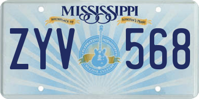 MS license plate ZYV568