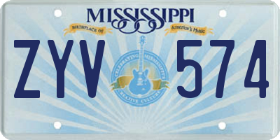 MS license plate ZYV574