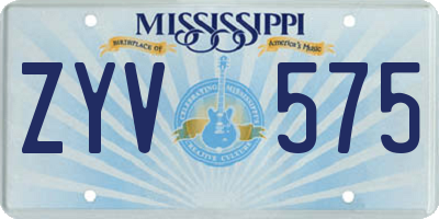 MS license plate ZYV575