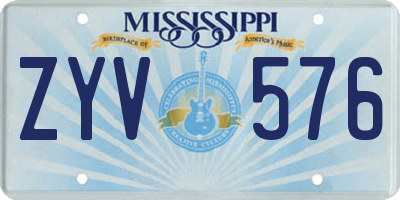 MS license plate ZYV576