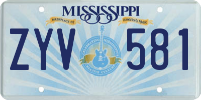 MS license plate ZYV581