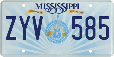 MS license plate ZYV585
