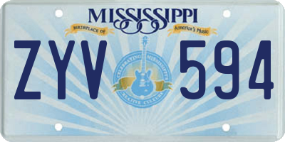 MS license plate ZYV594