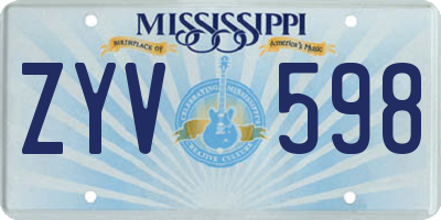 MS license plate ZYV598