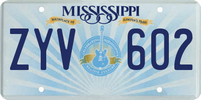 MS license plate ZYV602