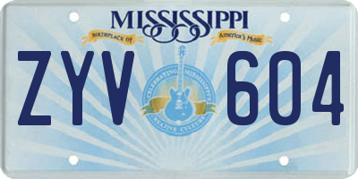 MS license plate ZYV604