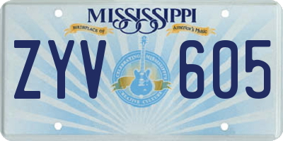 MS license plate ZYV605