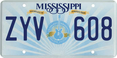 MS license plate ZYV608