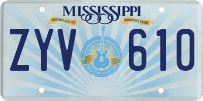 MS license plate ZYV610