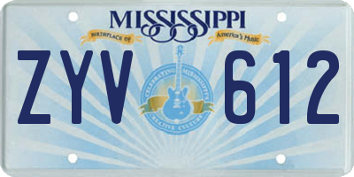 MS license plate ZYV612