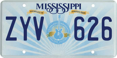 MS license plate ZYV626