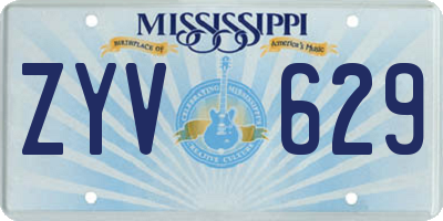 MS license plate ZYV629