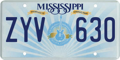 MS license plate ZYV630