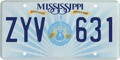 MS license plate ZYV631