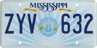 MS license plate ZYV632