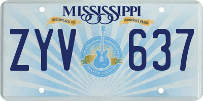 MS license plate ZYV637