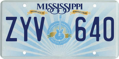MS license plate ZYV640