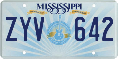 MS license plate ZYV642
