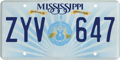 MS license plate ZYV647