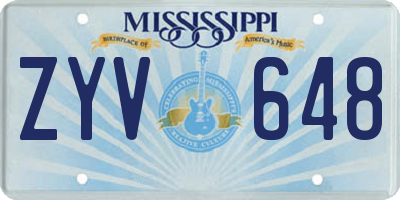MS license plate ZYV648